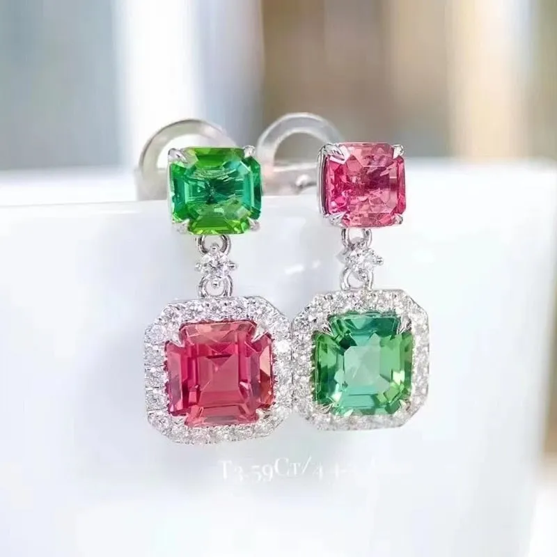 Double Square Zircon Women's Earrings