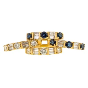 Estate Sapphire & Diamond Four Ring Stack