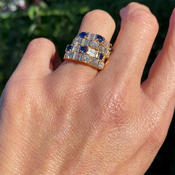 Estate Sapphire & Diamond Four Ring Stack