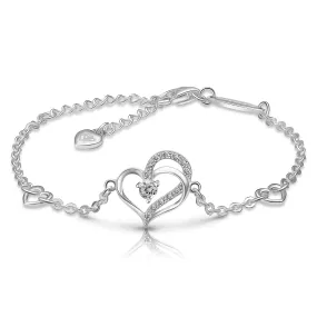 Eternity Double Heart Bracelet Sterling Silver