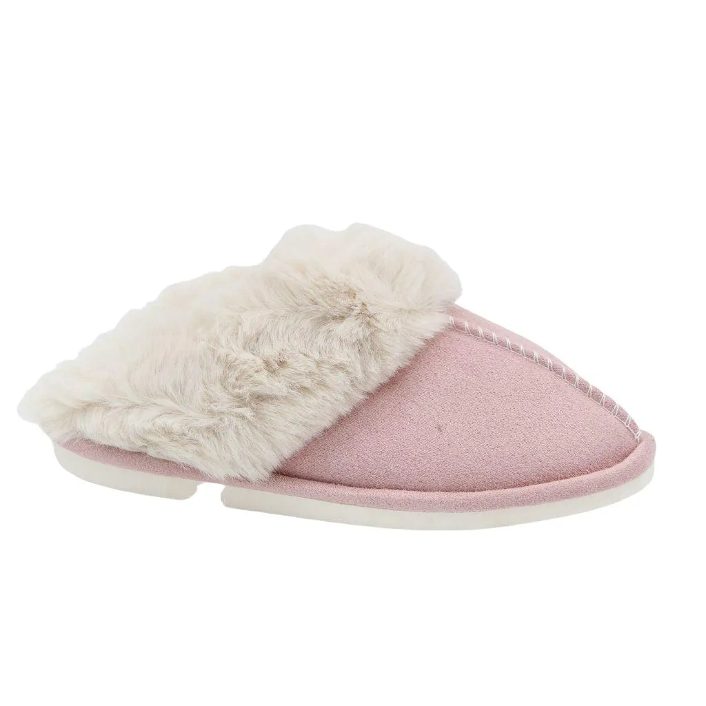 FABUCCI Pale Pink Faux Fur Lined Slippers