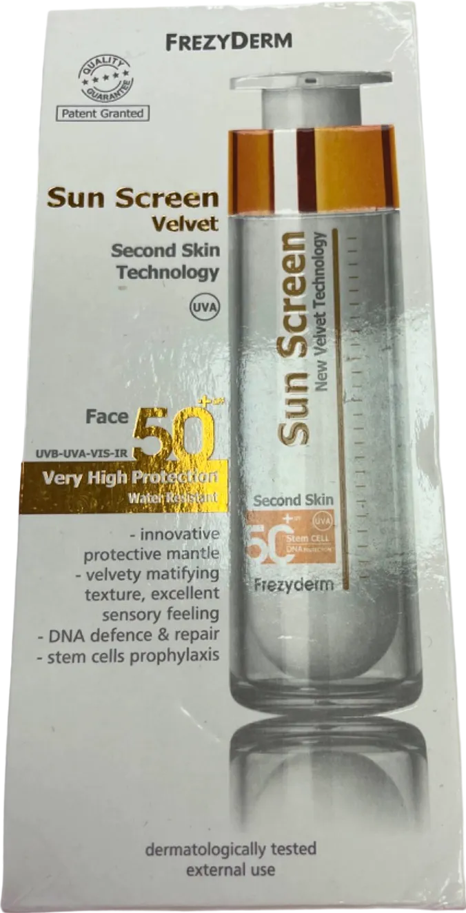 Frezyderm Sun Screen Velvet Second Skin Technology SPF 50 Face 50ml