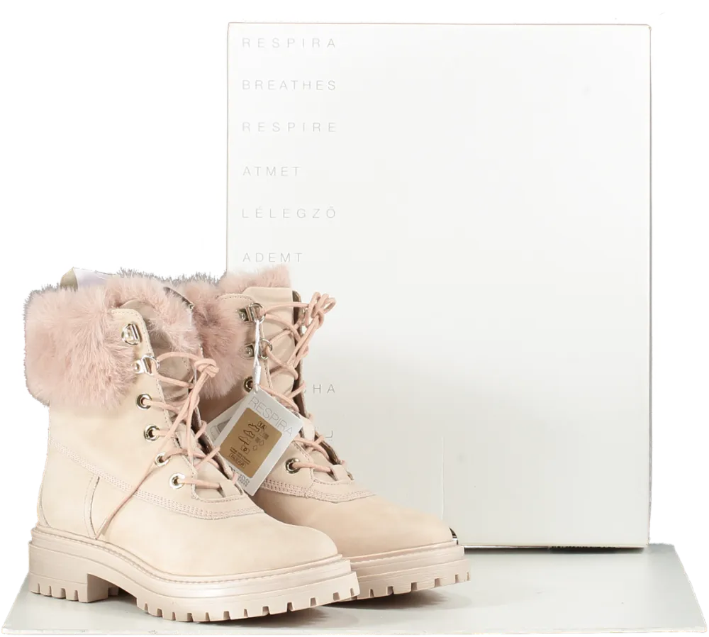 Geox Antique Rose Pink Iridea Faux Fur Trim Winter Boots Bnib UK 3 EU 36 👠