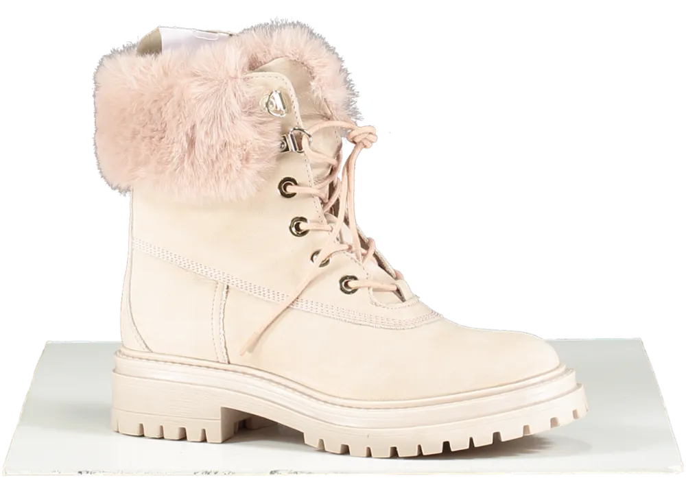 Geox Antique Rose Pink Iridea Faux Fur Trim Winter Boots Bnib UK 3 EU 36 👠