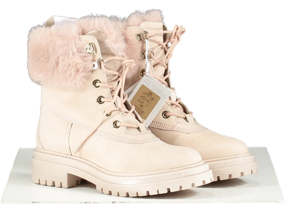 Geox Antique Rose Pink Iridea Faux Fur Trim Winter Boots Bnib UK 3 EU 36 👠