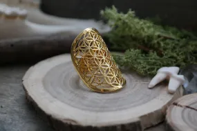 Golden Flower of Life Ring