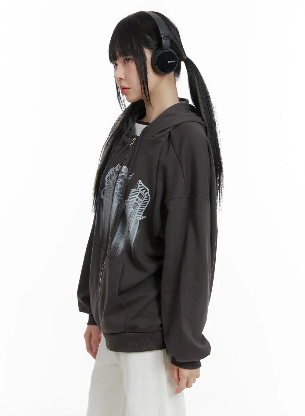 Graphic Lettering Oversized Hoodie Jacket OM426