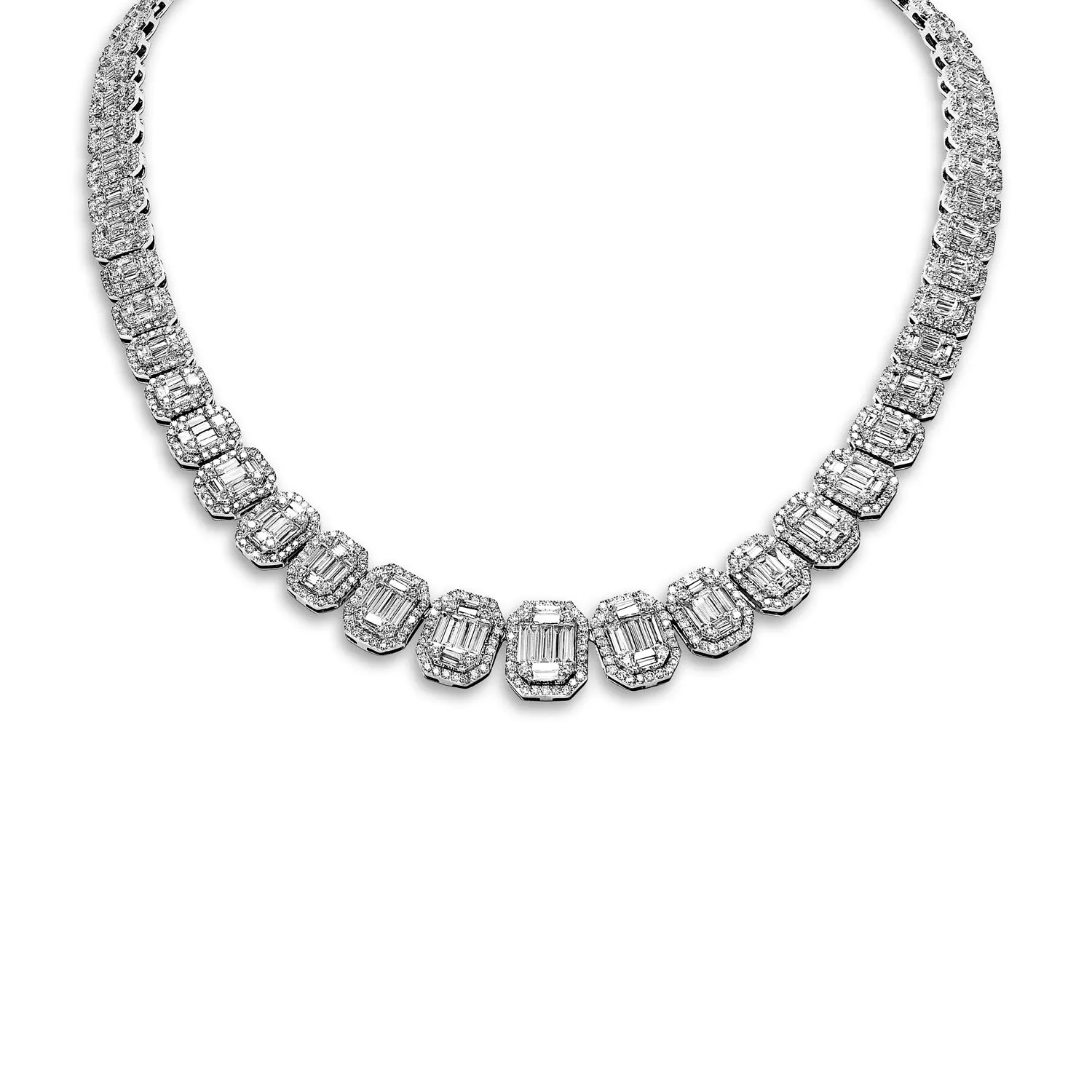 Halle 27 Carat 21 inch Diamond Necklace in 14kt White Gold