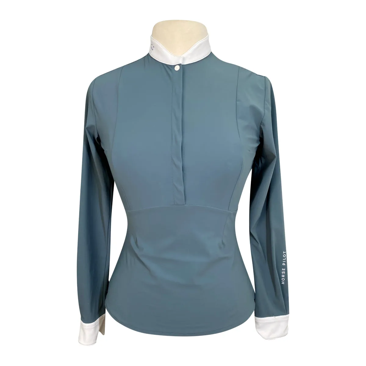 Horse Pilot 'Monica' Long Sleeve Show Shirt in Slate Blue - Women's Small