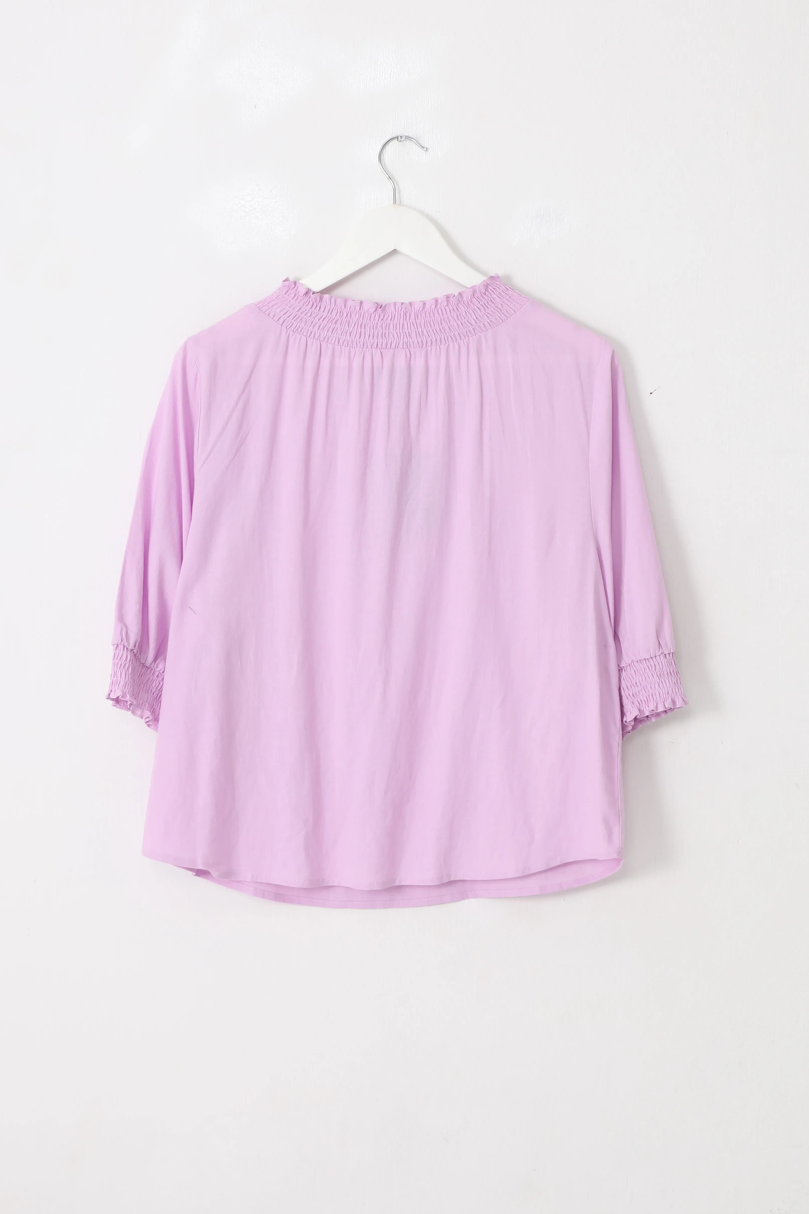 Influential Lavender Soft Linen Blend SS High Neck Top