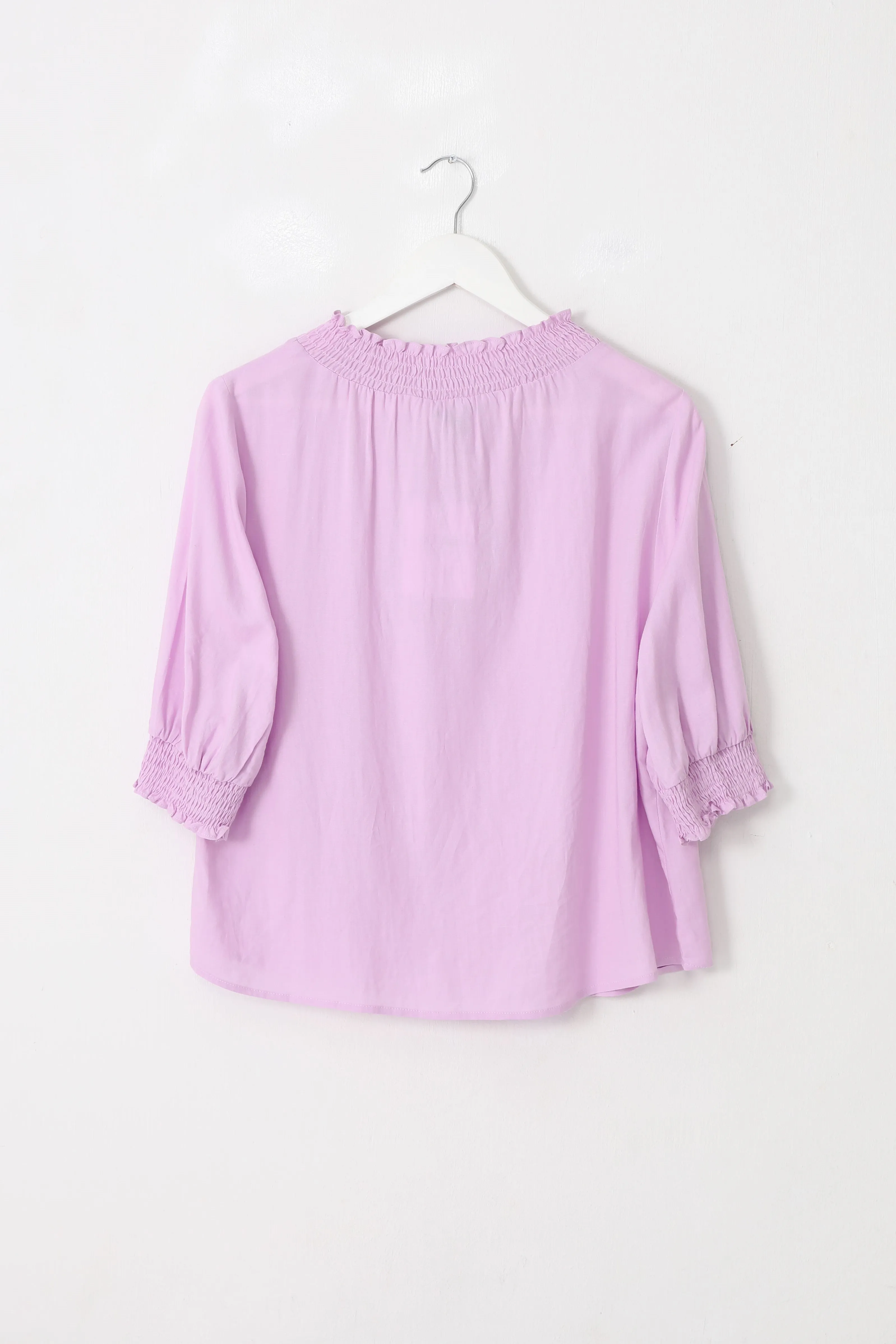 Influential Lavender Soft Linen Blend SS High Neck Top