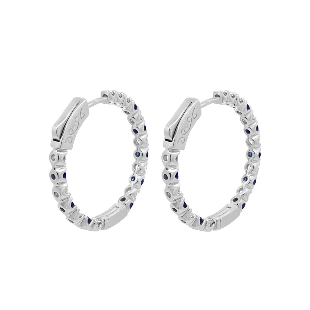 Irisa by Martin Binder Blue Sapphire & Diamond Hoop Earrings