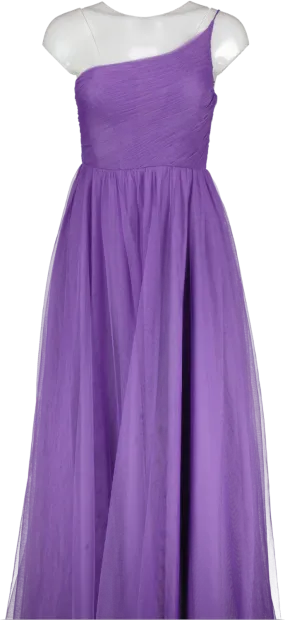 JJ 's House Purple One Shoulder Tulle Maxi Dress UK 8