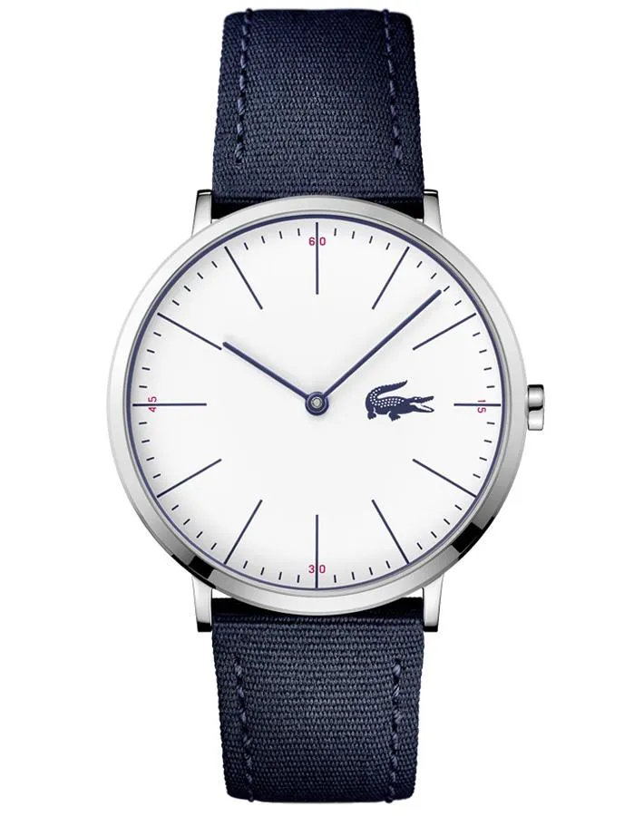 Lacoste Mens Ultra Slim Moon Casual Watch - Stainless Steel - Blue Nylon Band