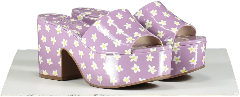 Larroude Purple Miso Floral Patent Mule UK 6 EU 39 👠