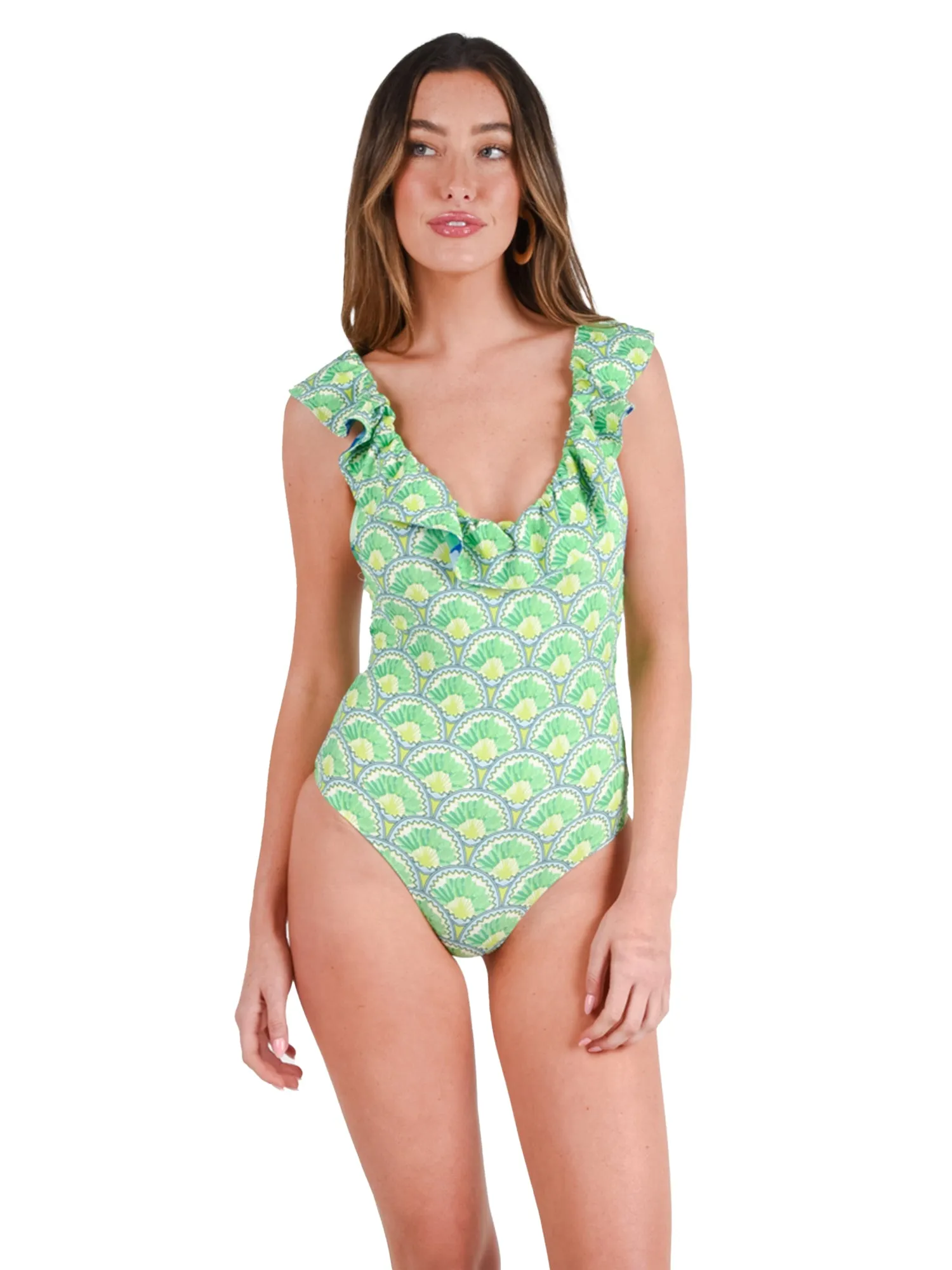 Lola One-Piece - Sea Glass Spot Cheetah/Deco Palm