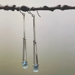 Long Twist sticks blue topaz earrings