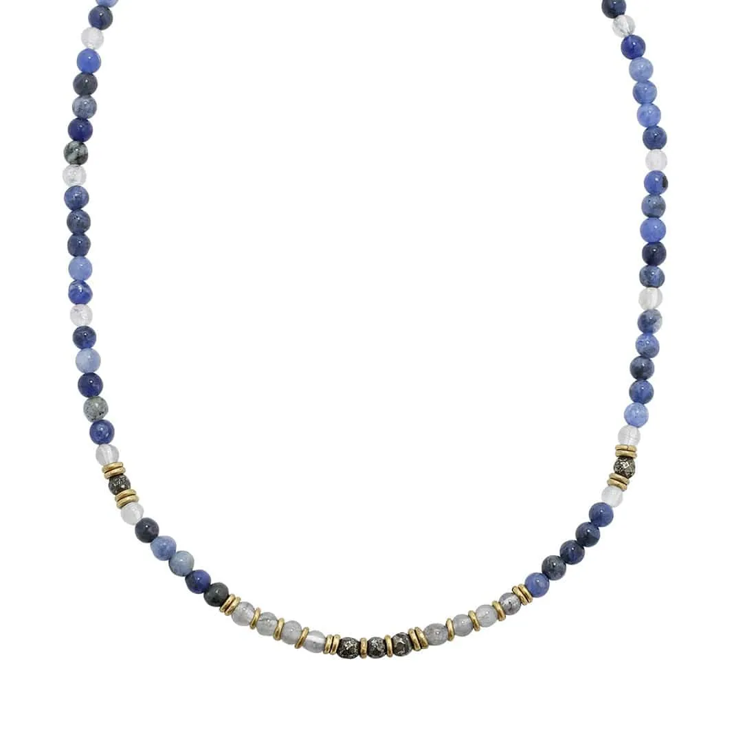 Long- Intuition and Strength Sodalite and Quartz Crystal Gemstone Necklace *Final Sale*