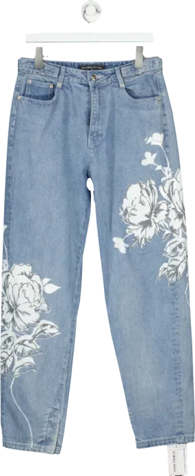 maniere de voir Blue Flower Print Mom Jeans UK 10