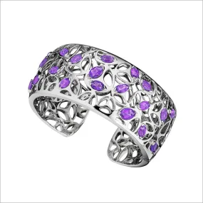 Medallion Silver & Purple Quartz Cuff