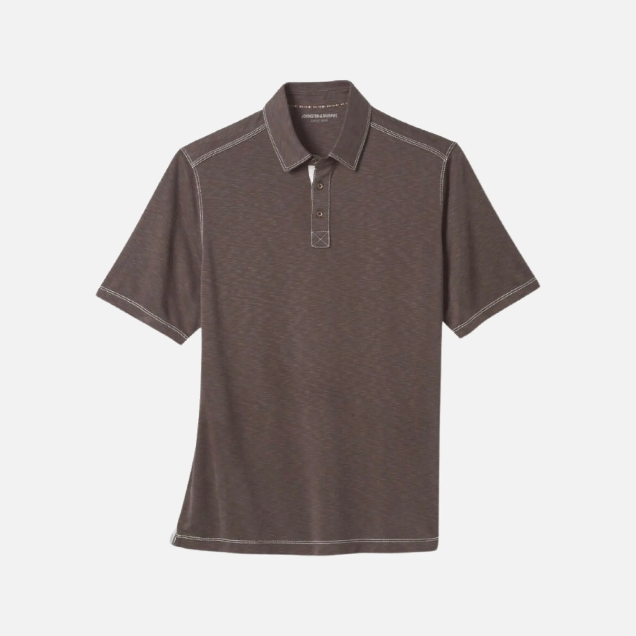 Mens Chocolate Johnston Murphy Slub Polo Shirt