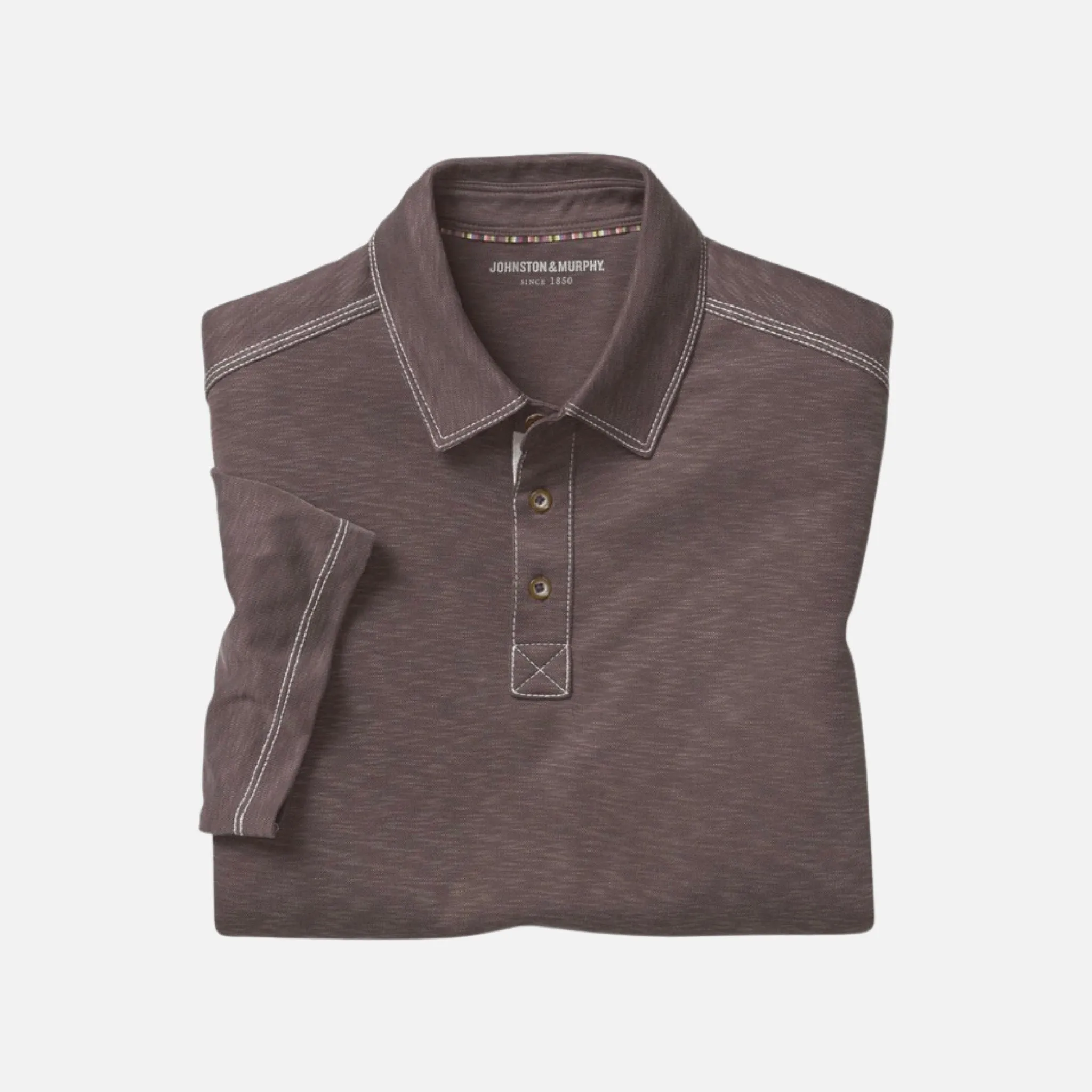 Mens Chocolate Johnston Murphy Slub Polo Shirt