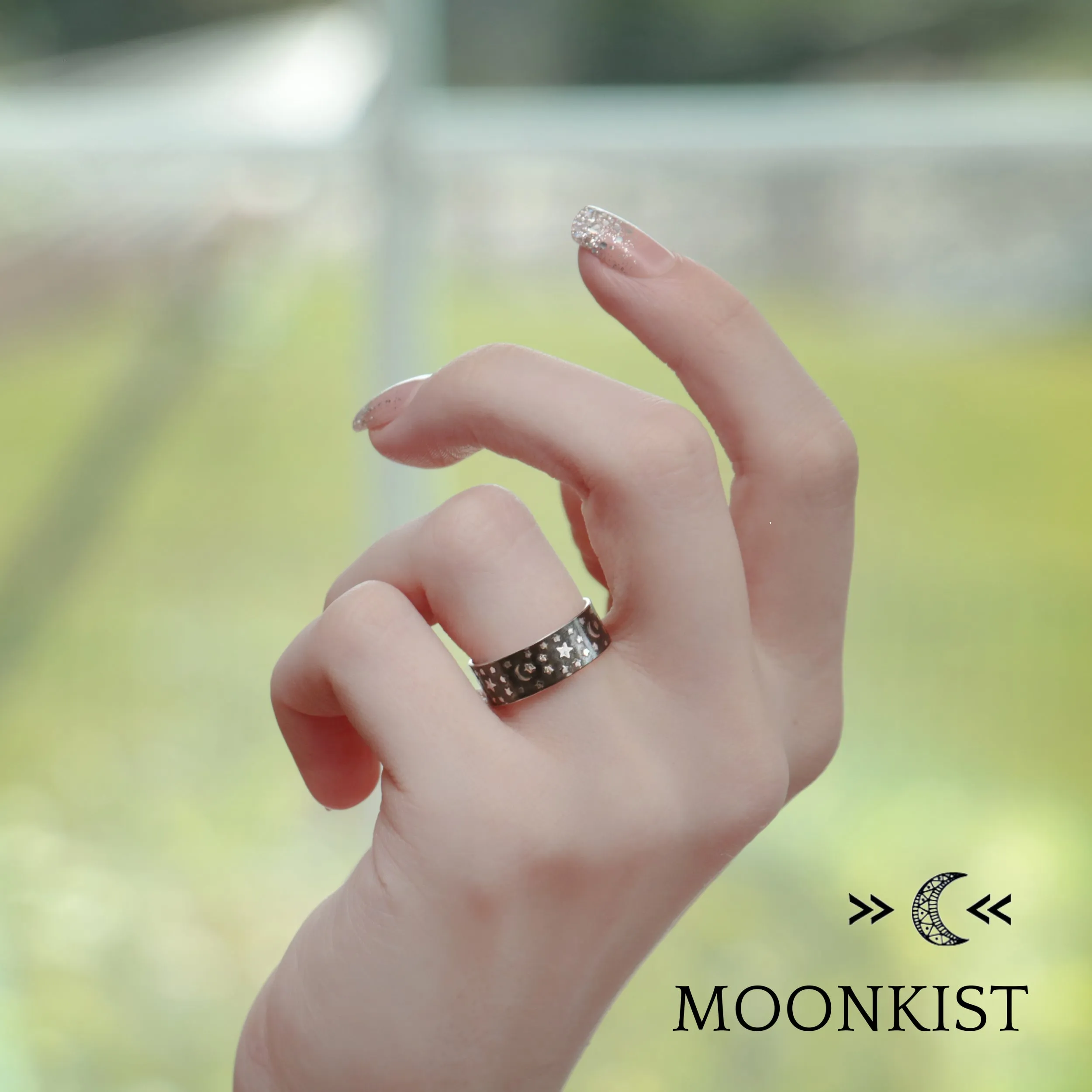 Moon and Stars Wedding Ring Set   | Moonkist Designs