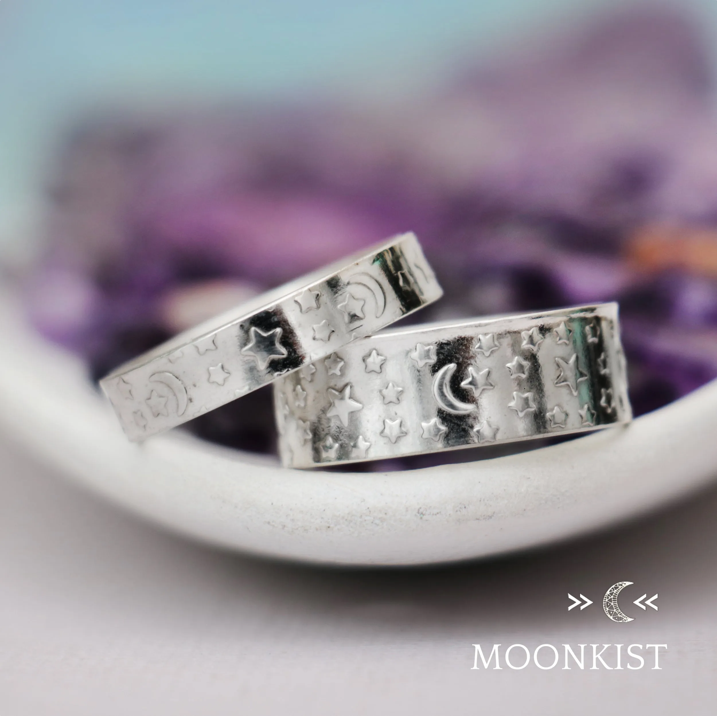 Moon and Stars Wedding Ring Set   | Moonkist Designs