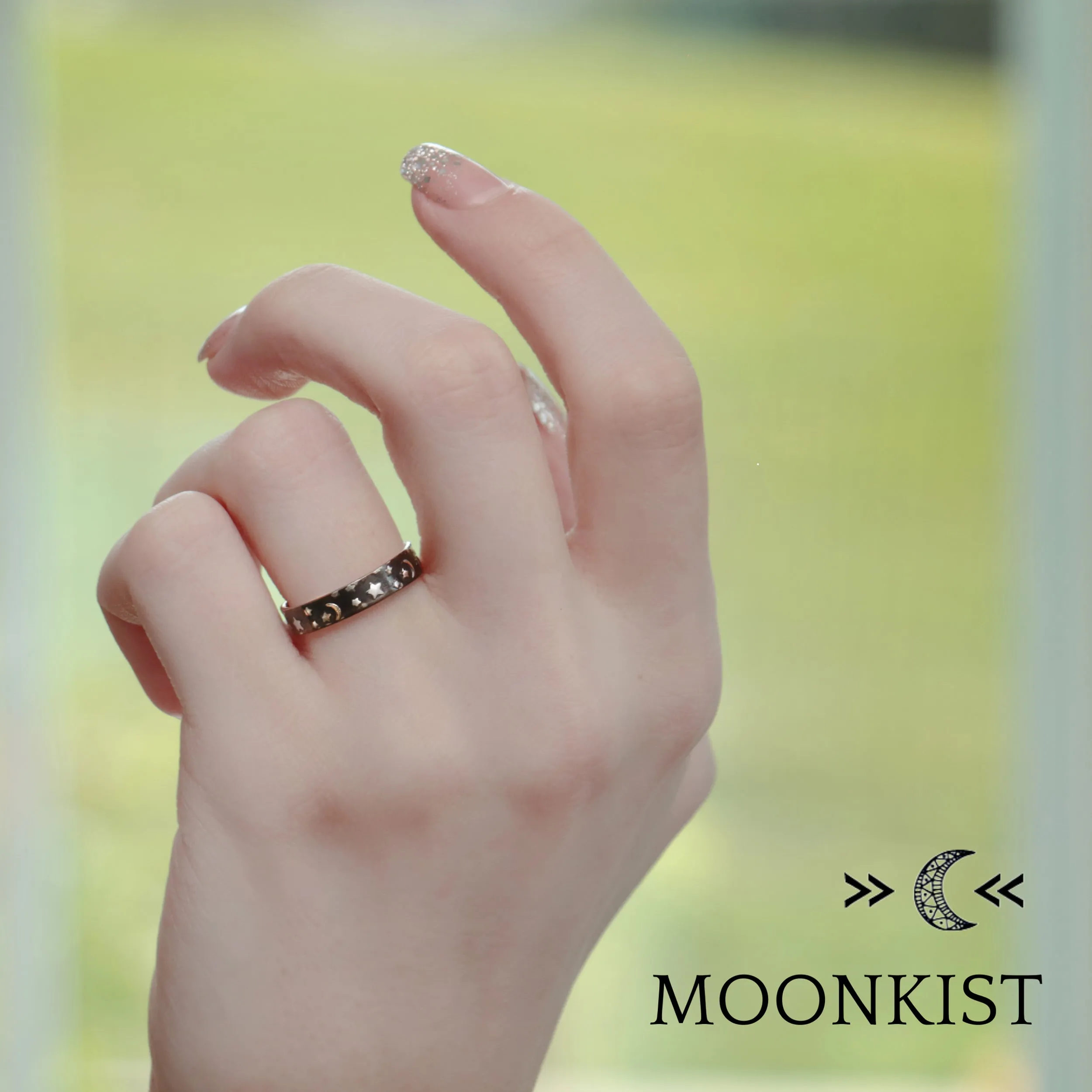 Moon and Stars Wedding Ring Set   | Moonkist Designs