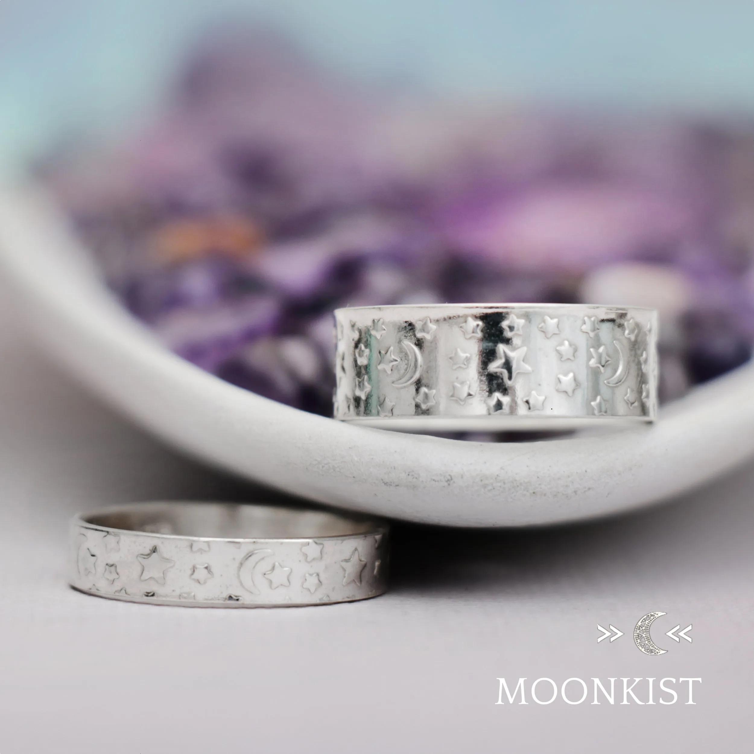 Moon and Stars Wedding Ring Set   | Moonkist Designs