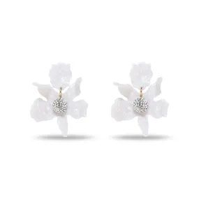 MOTHER OF PEARL SMALL CRYSTAL LILY EARRINGS