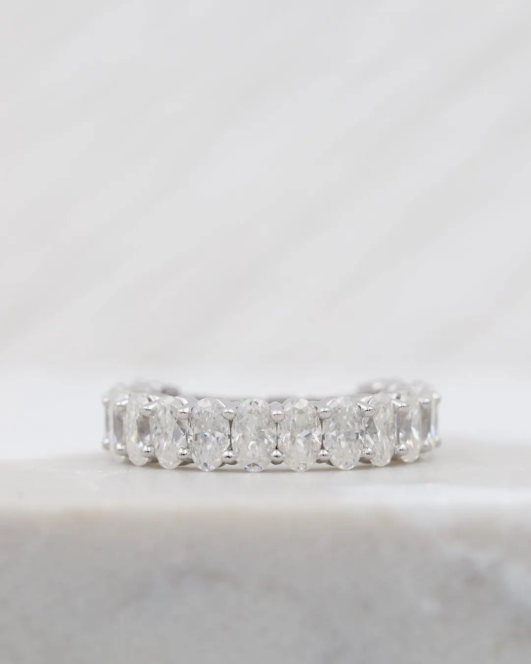 Oval cut Half eternity band