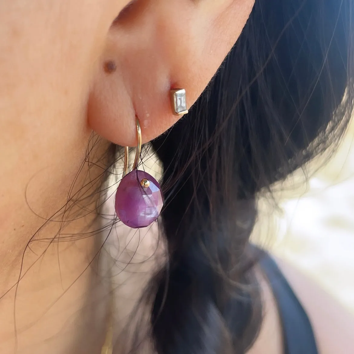 Petite Silky pink sapphires earrings