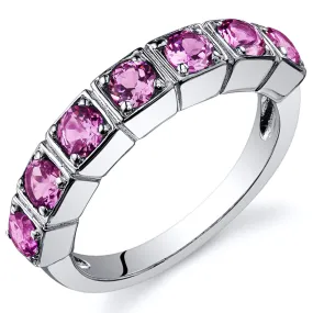 Pink Sapphire Round Cut Sterling Silver Ring Size 5