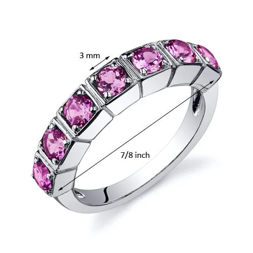 Pink Sapphire Round Cut Sterling Silver Ring Size 5