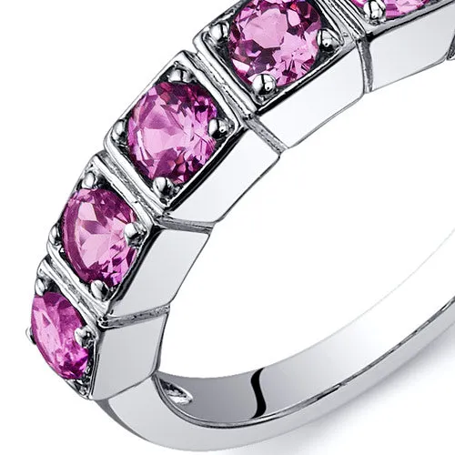 Pink Sapphire Round Cut Sterling Silver Ring Size 5