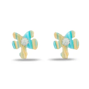 PLAYA STRIPE CRYSTAL LILY BUTTON EARRINGS