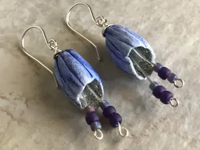 Purple Fairy Pod Handmade Dangle Earrings Beaded