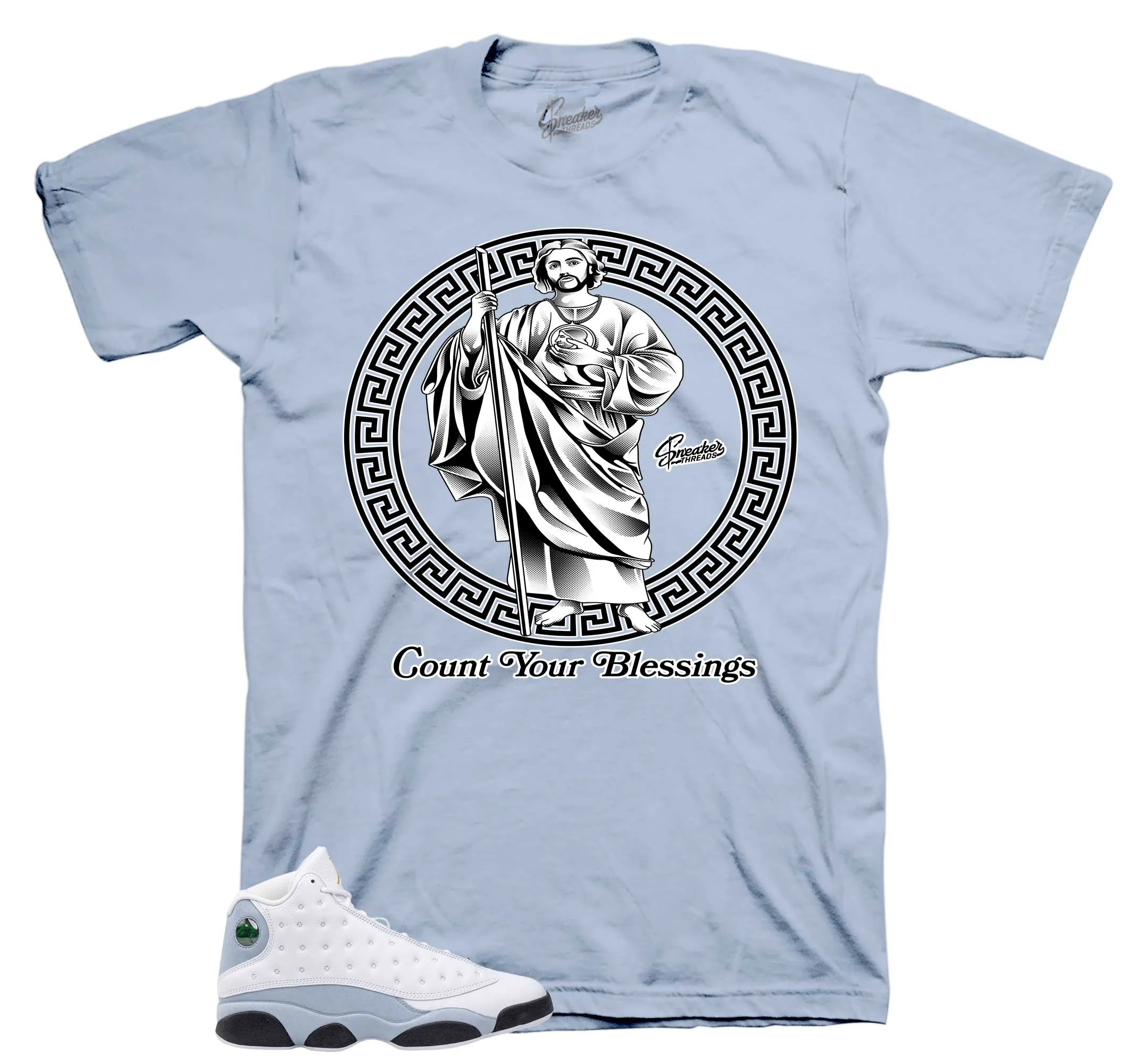 Retro 13 Blue Grey Shirt - San Judas - Light Blue