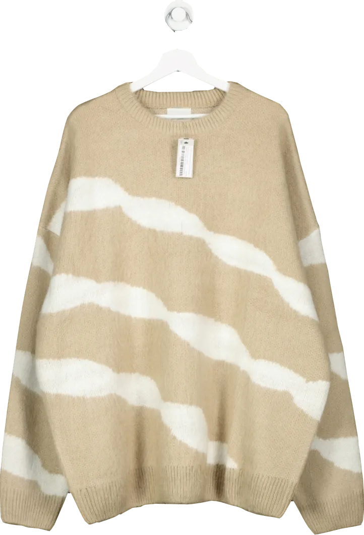 River Island Beige Big & Tall Stone Oversized Fit Striped Jumper BNWT UK 4XL