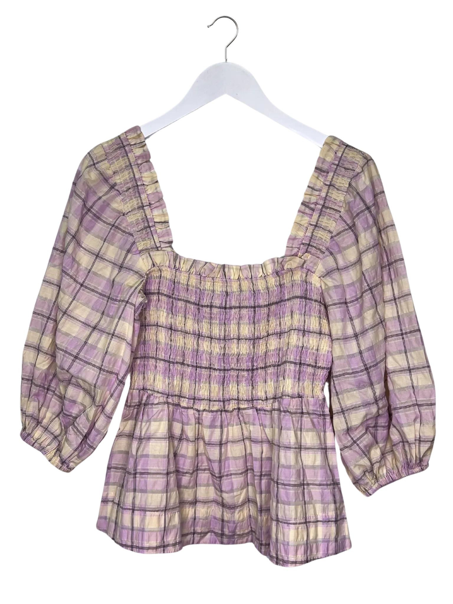 Size 12 - Ganni Seersucker Check Smock Top