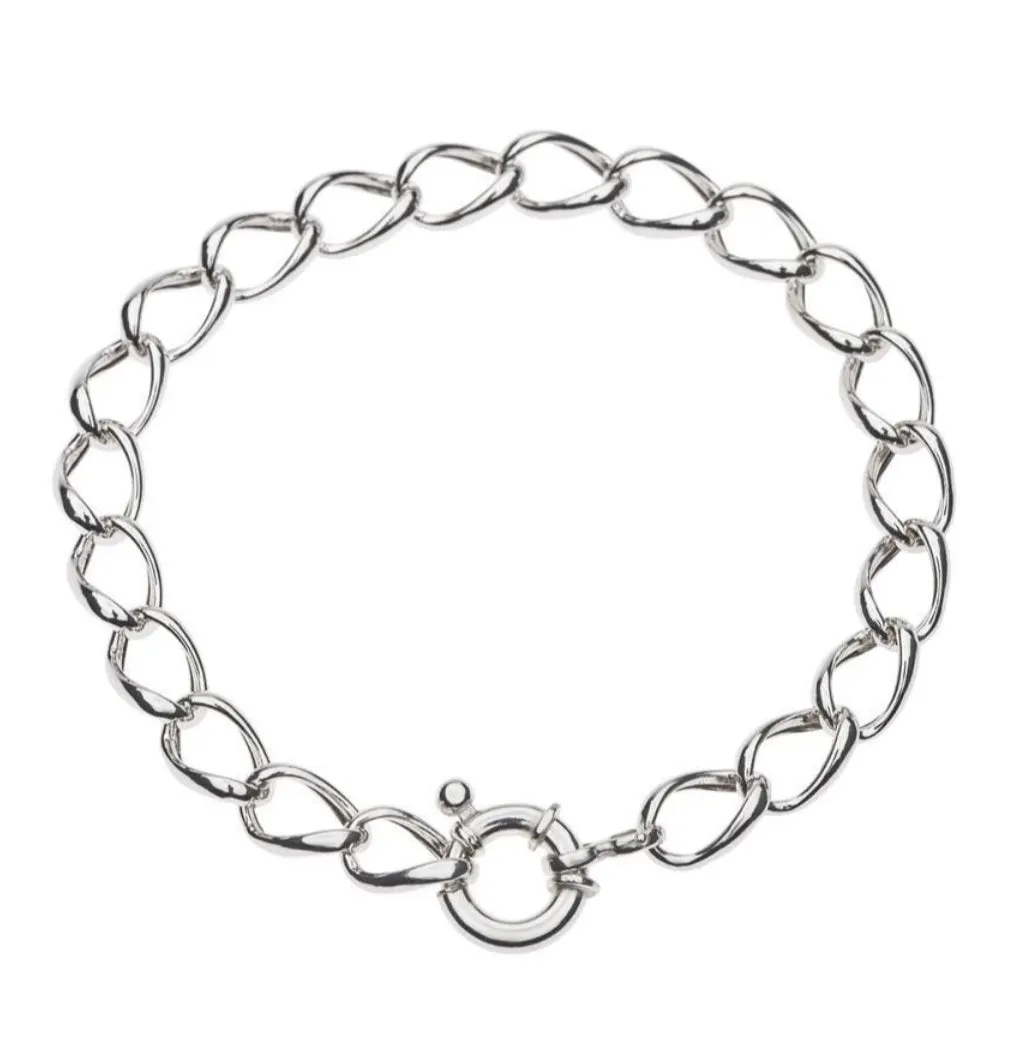 Sterling Silver 10mm Oval Curb Bracelet