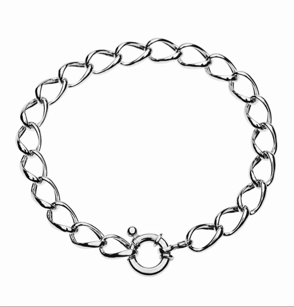 Sterling Silver 10mm Oval Curb Bracelet