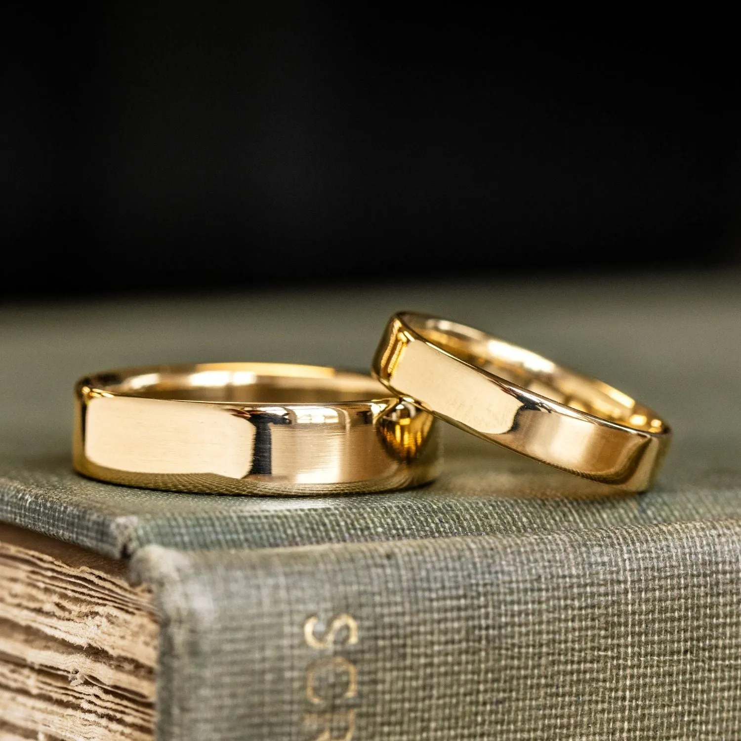 The Architect & Ella - His and Hers Matching Solid Gold Wedding Ring Set