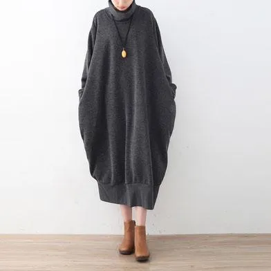 Thickened Cotton High-Necked Sweater Dress