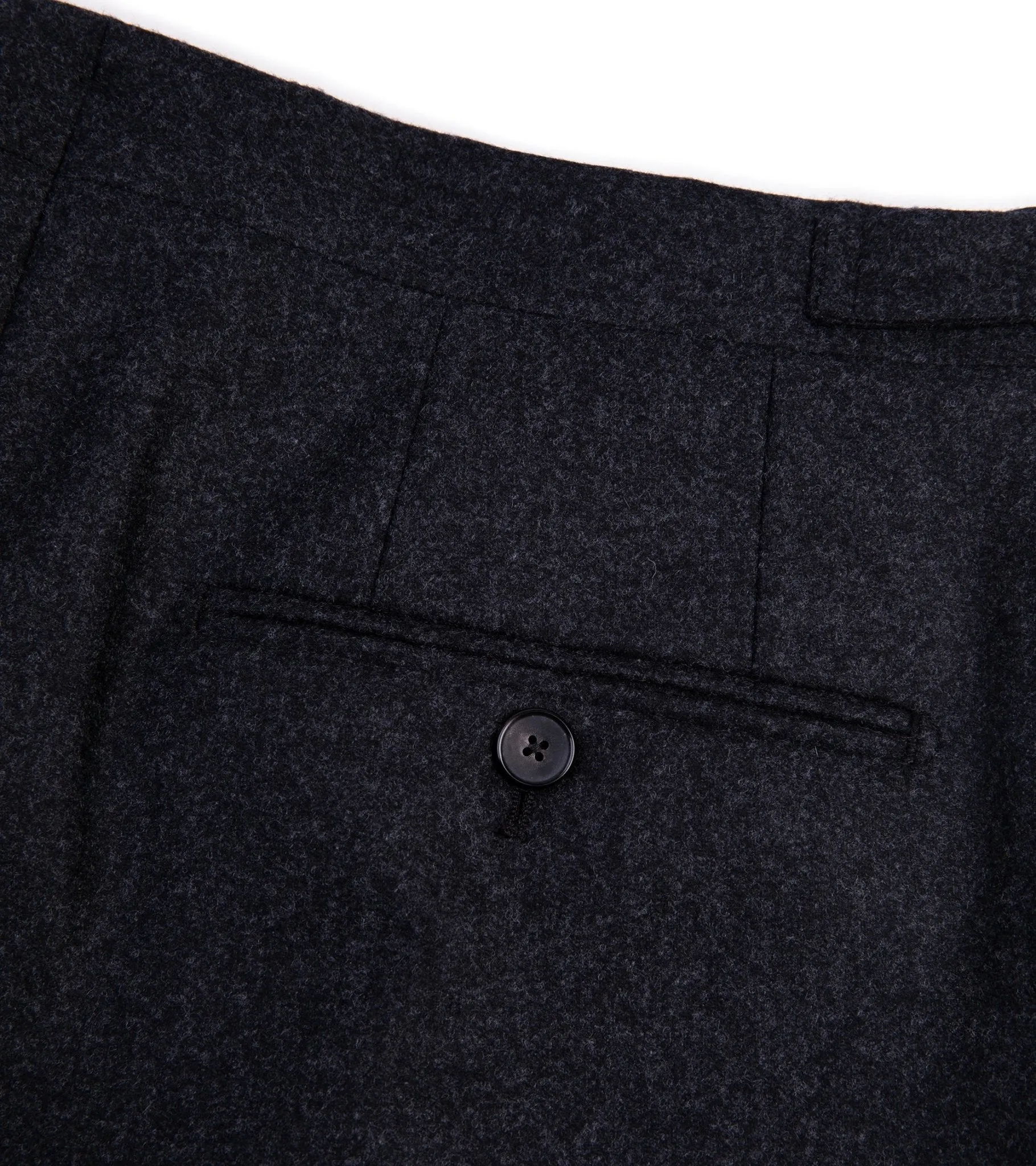 Trunk Winsley Single Pleat Wool Flannel Trousers: Dark Charcoal