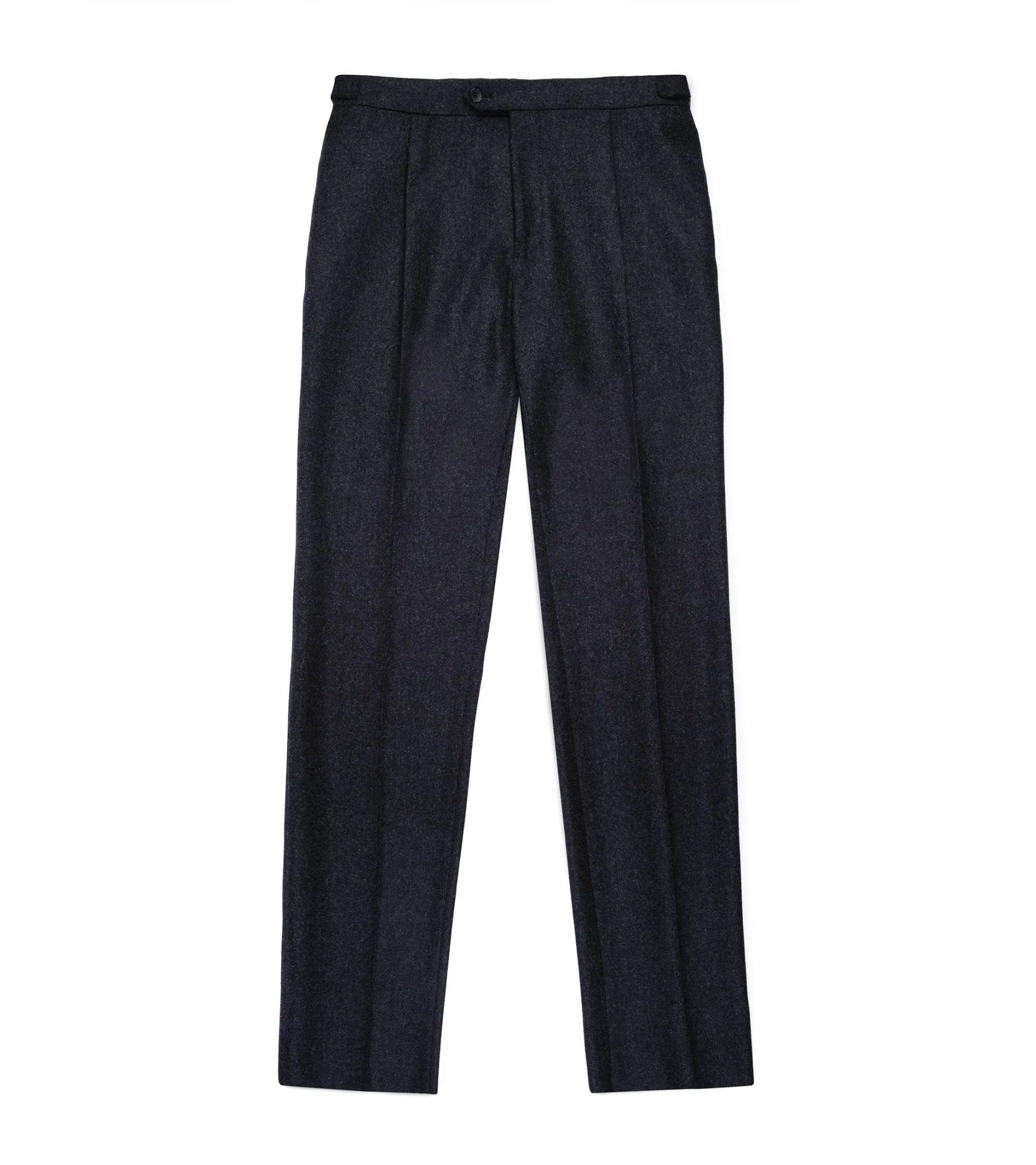 Trunk Winsley Single Pleat Wool Flannel Trousers: Dark Charcoal