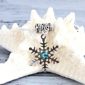 Turquoise Swarovski Silver Snowflake Necklace