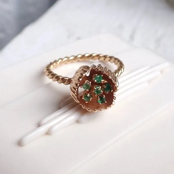 Vintage Emerald Tulip Ring