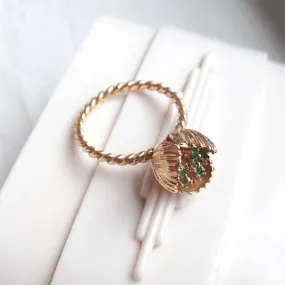 Vintage Emerald Tulip Ring